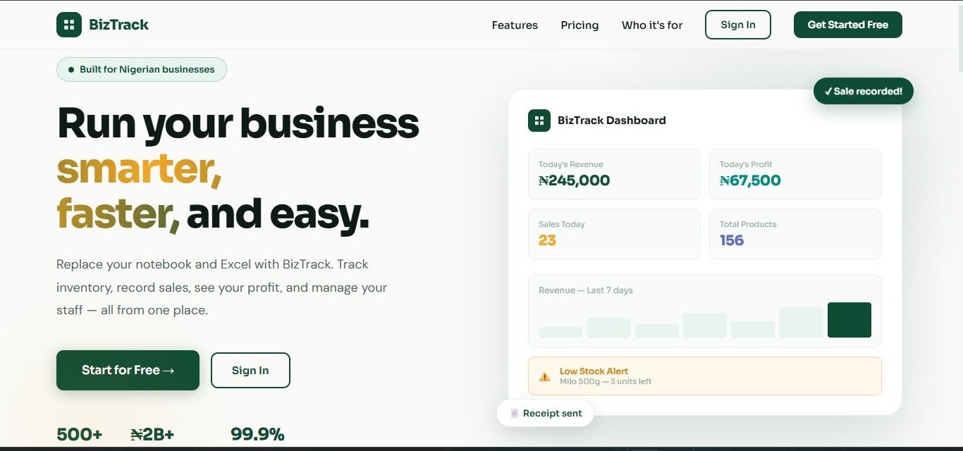 SmartTrack business management application